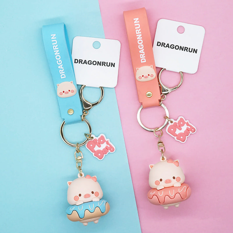 Lying Pig Keychain Female Cute Creative Bag Charm