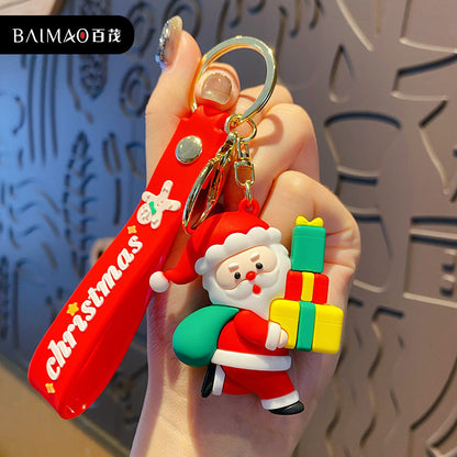 Christmas Small Gift Cartoon Santa Claus David's Deer Doll Keychain