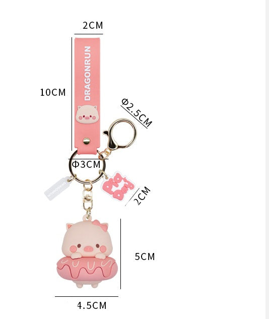 Lying Pig Keychain Female Cute Creative Bag Charm