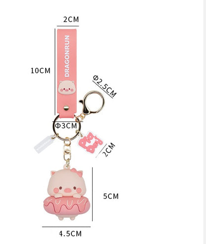 Lying Pig Keychain Female Cute Creative Bag Charm