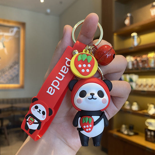 Cute Fruit Panda Keychain Backpack Pendant