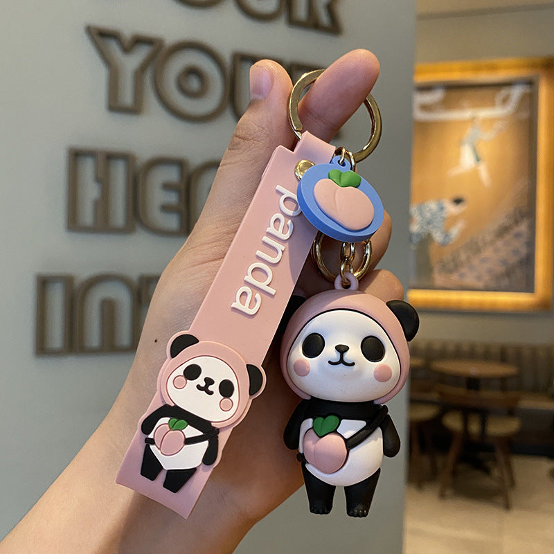 Cute Fruit Panda Keychain Backpack Pendant